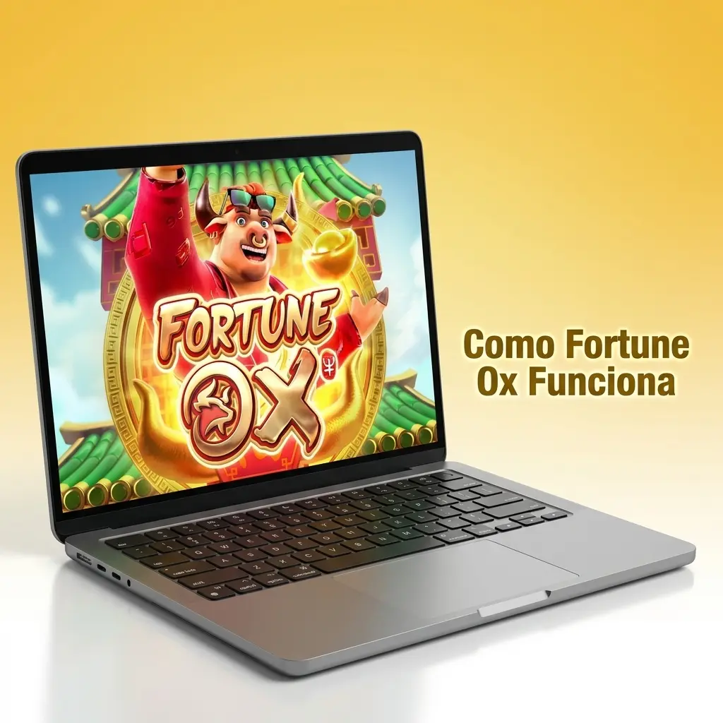 Diagrama explicando como funciona o Fortune Ox, com etapas de aposta, giro e combinações vencedoras na grade 3x3